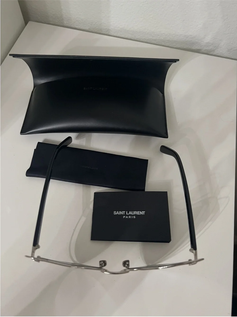 Saint Laurent Silver Heart Frame Sunglasses with Silver Mirror Lenses